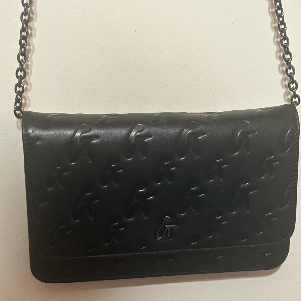 Mia Ray’s Glamaholic monogram black/gunmetal WOC (wallet on chain)